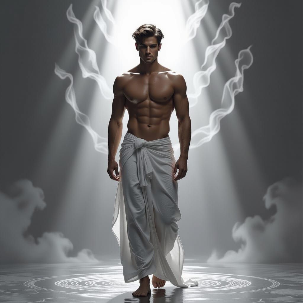 Divine Gay Man in Black and White Pencil Drawing