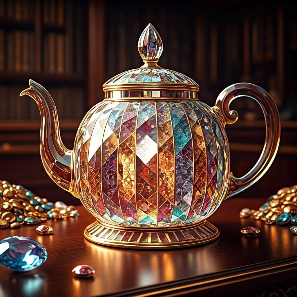 Crystal Teapot in a Treasure Trove of Precious Crystals