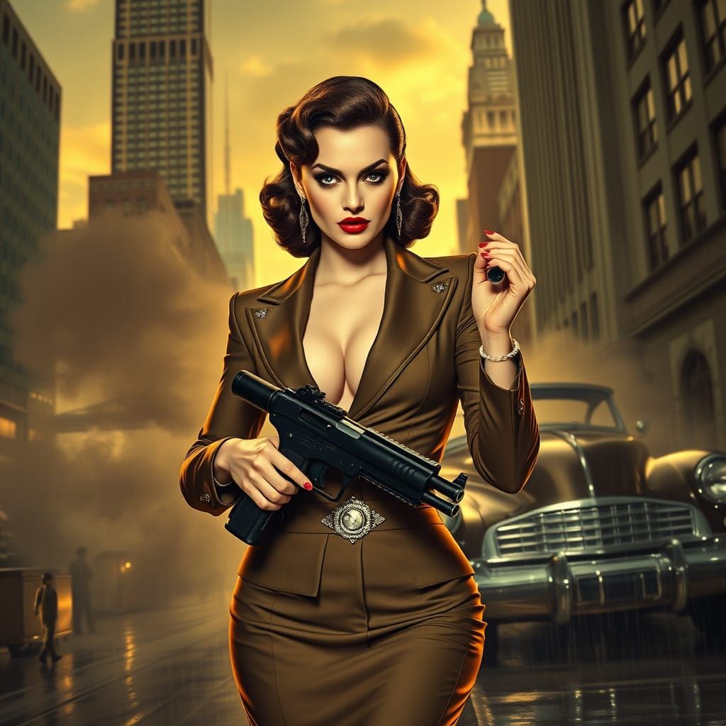 Mafia Queen in Vintage Elegance Commands the Scene