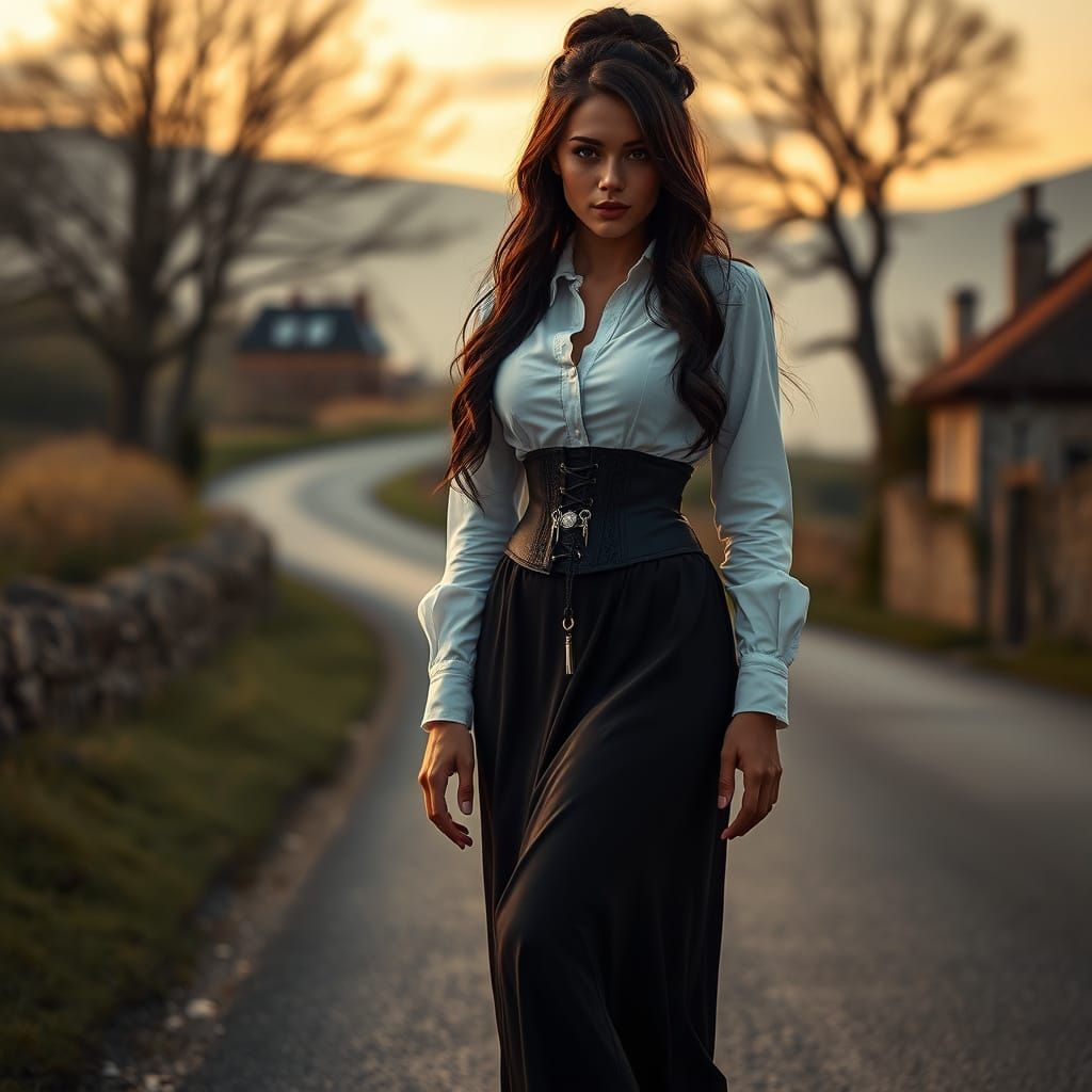 Ethereal Goddess of the European Countryside in Cinematic Da...