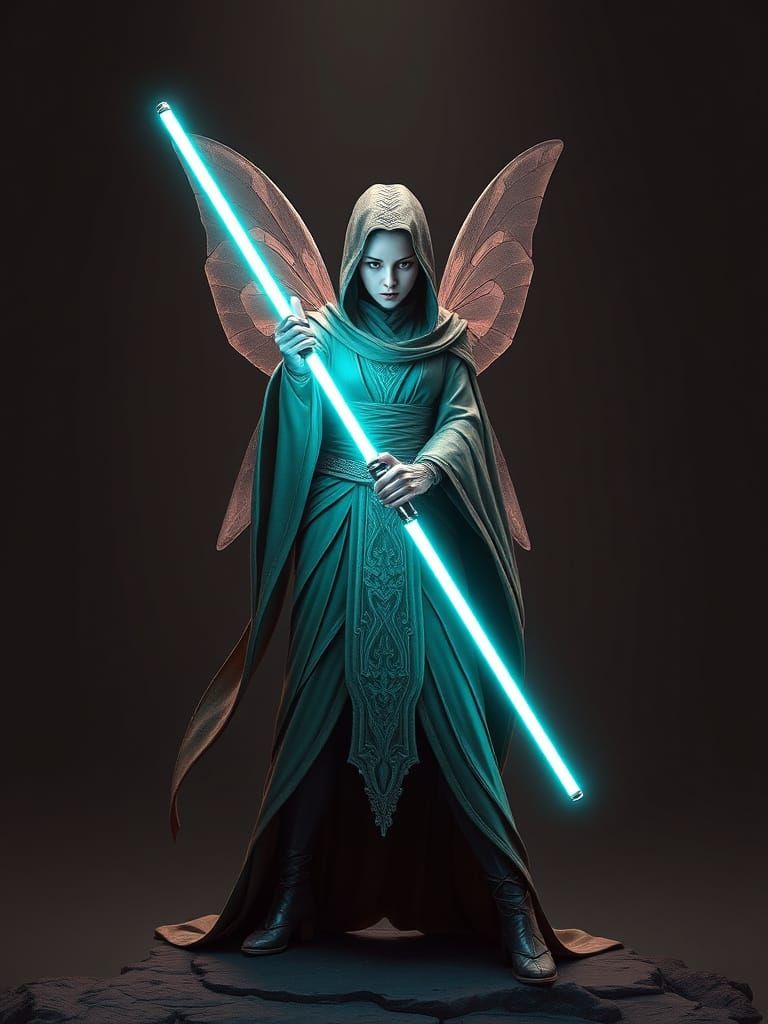Jedi Fairy with Lightsaber in 3D Rendering