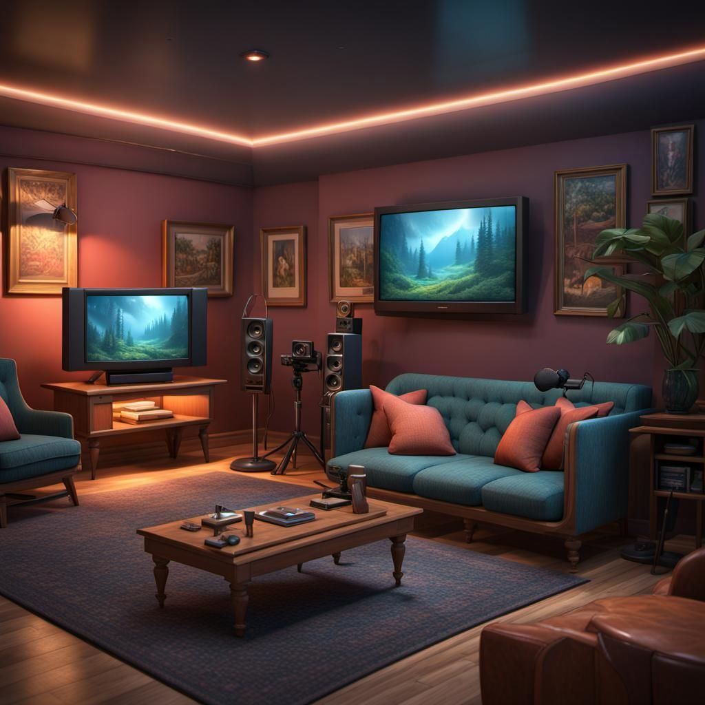 Cozy Television Lounge Studio Ready for Guests