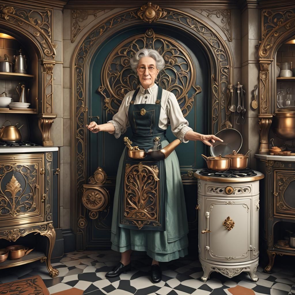 Victorian Kitchen with Art Nouveau Stove