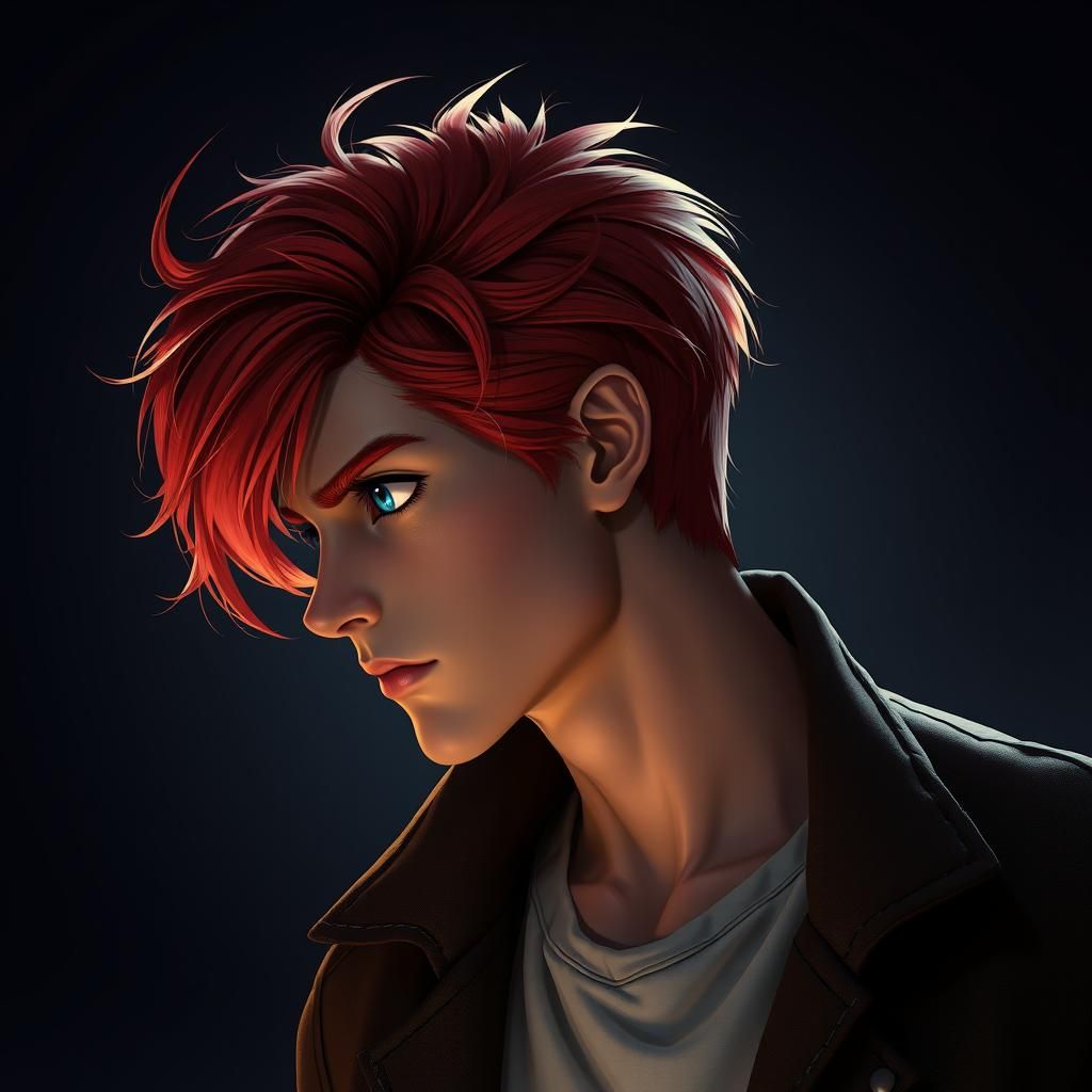 Blond Man in Thoughtful Pose, Dark Fantasy Art