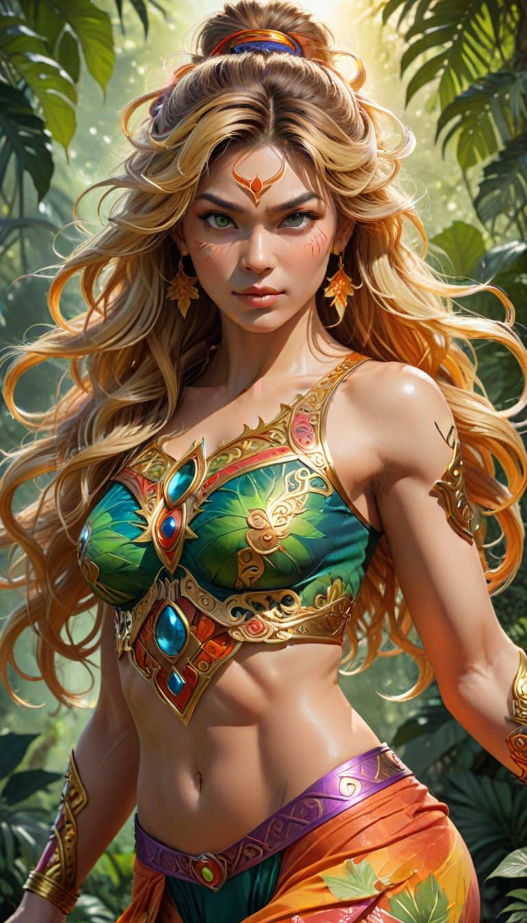 Enchanted Lady of the Lost City in Vibrant Watercolor