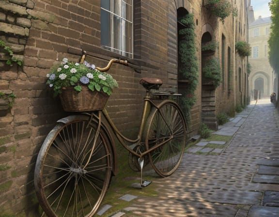 Distressed Vintage Bicycle in Soft Sunset Light