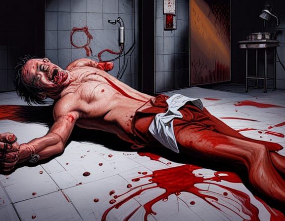 Gruesome Operating Room Scene in Comic Book Style