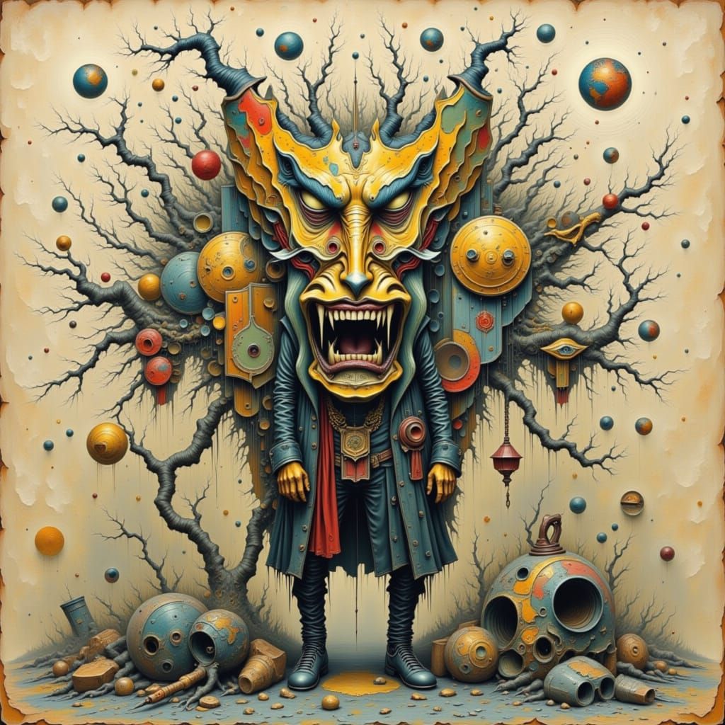 Strange and Peculiar Surreal Scene in Burtonesque Style