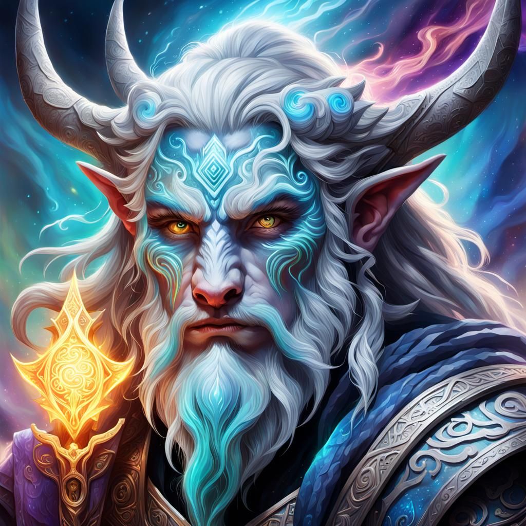 Mystical Firbolg-Kalashtar Hybrid with Psychic Energy