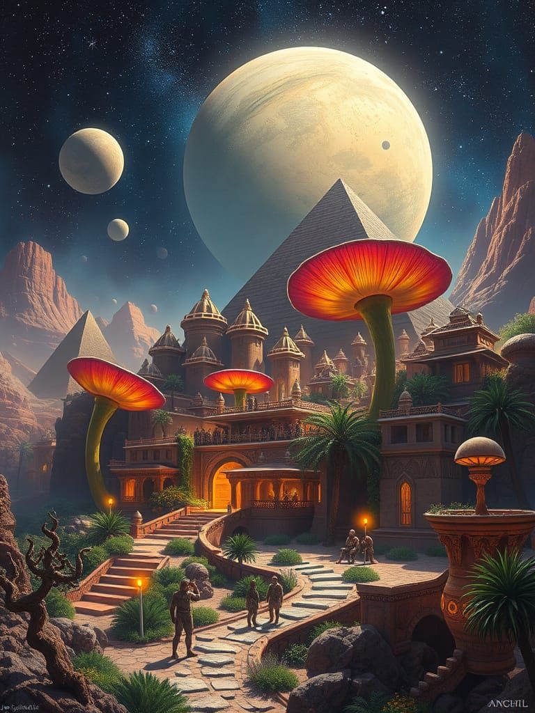 Egyptian Village in a Fuchsia Desert on Anubis