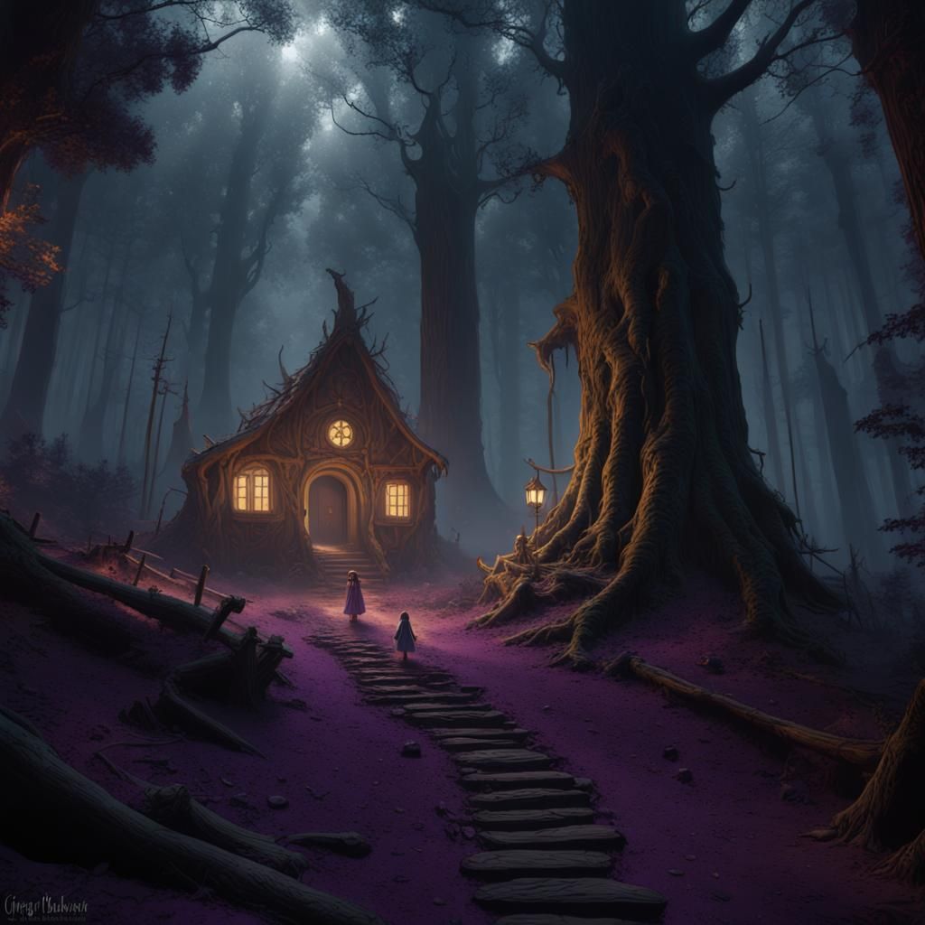 Hansel & Gretel in Dark Fantasy Forest