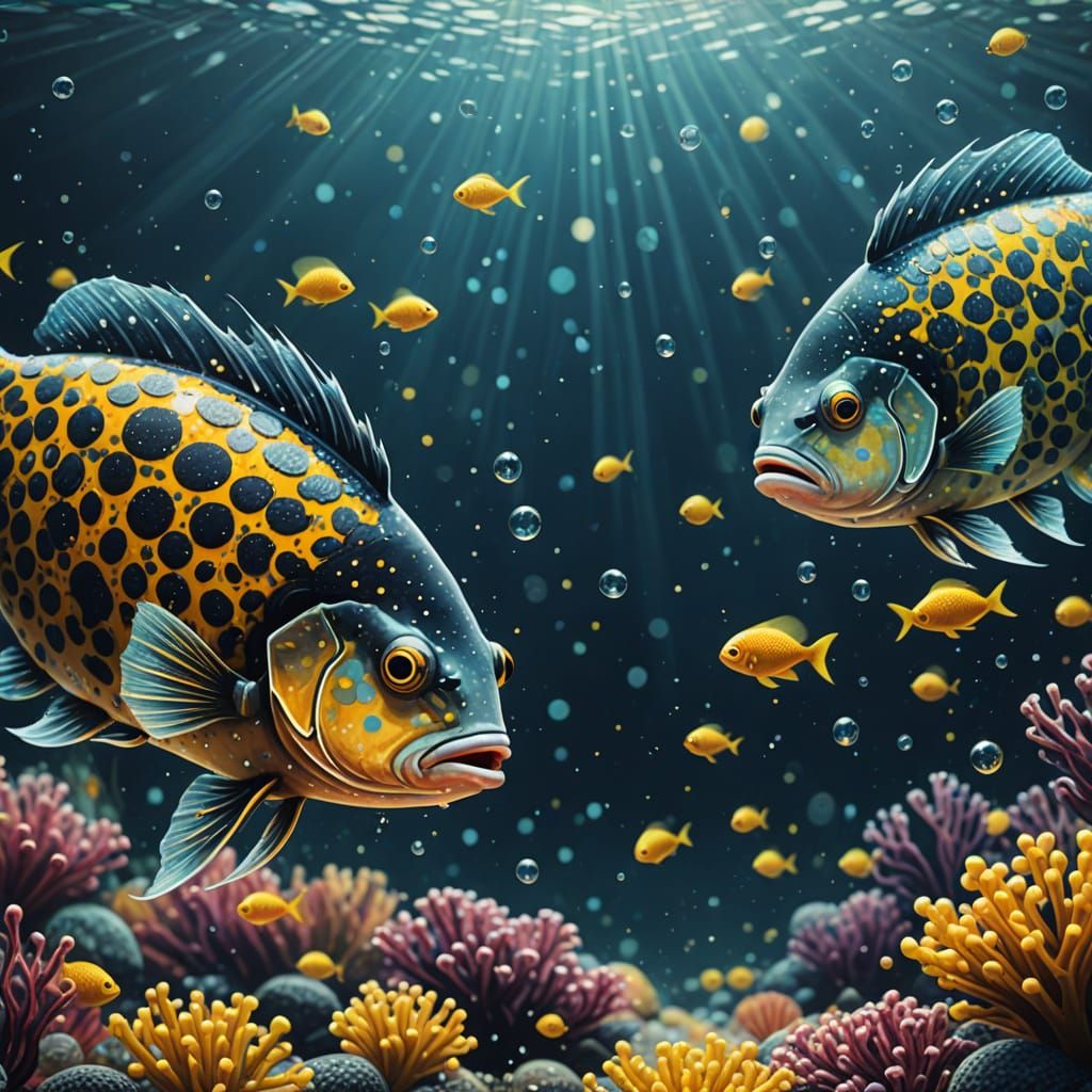 Polka Dot Fish in Vibrant Digital Art
