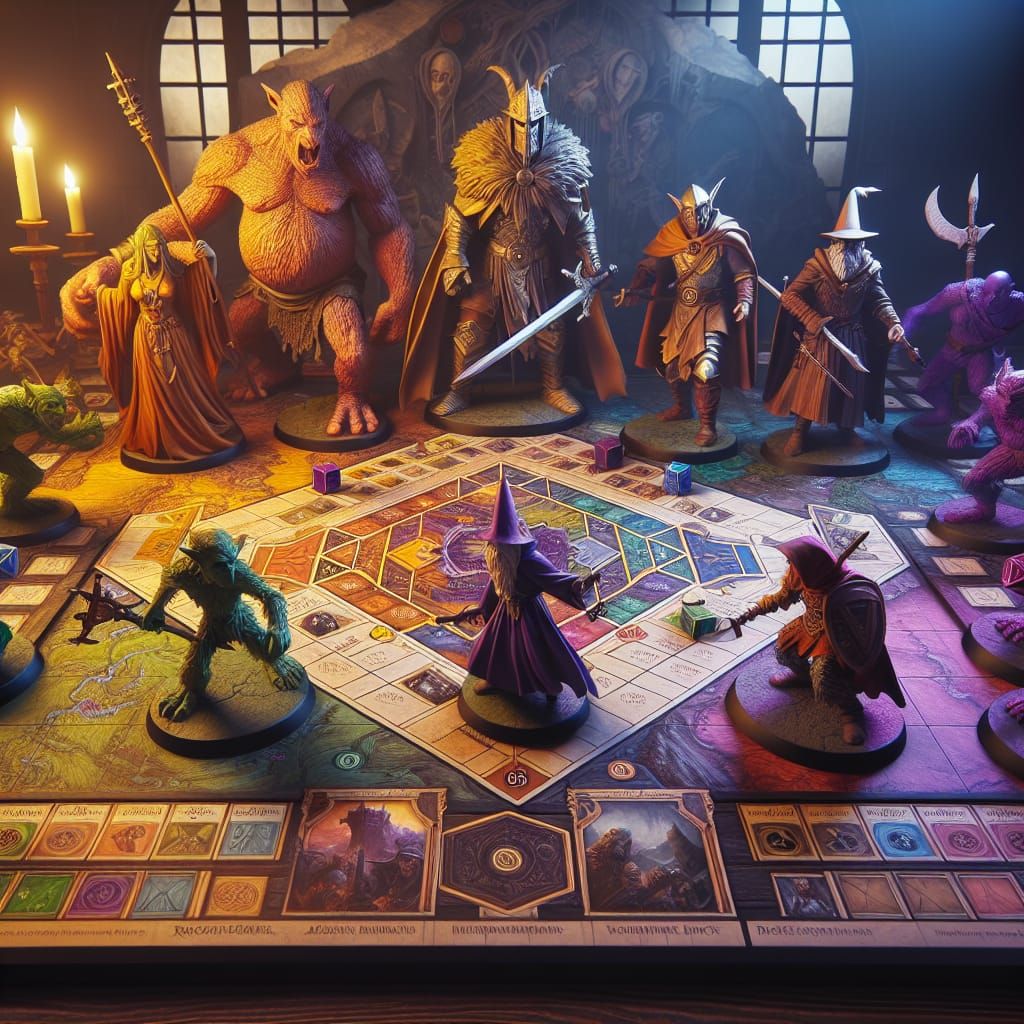 HeroQuest Board Game Scene in Dark Fantasy Style