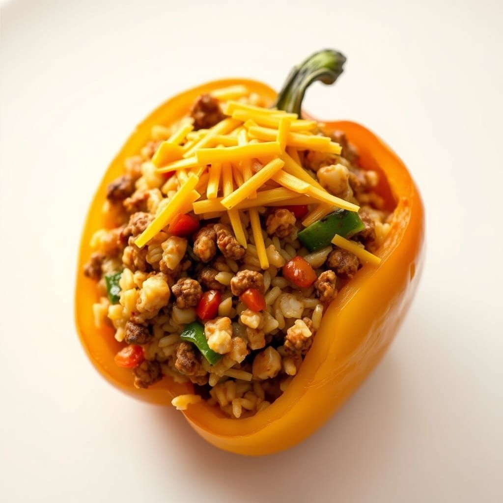 Stuffed Bell Pepper with Rice and Cheese
