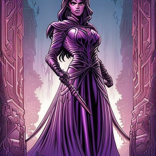 Purple Worm in Comic Book Style