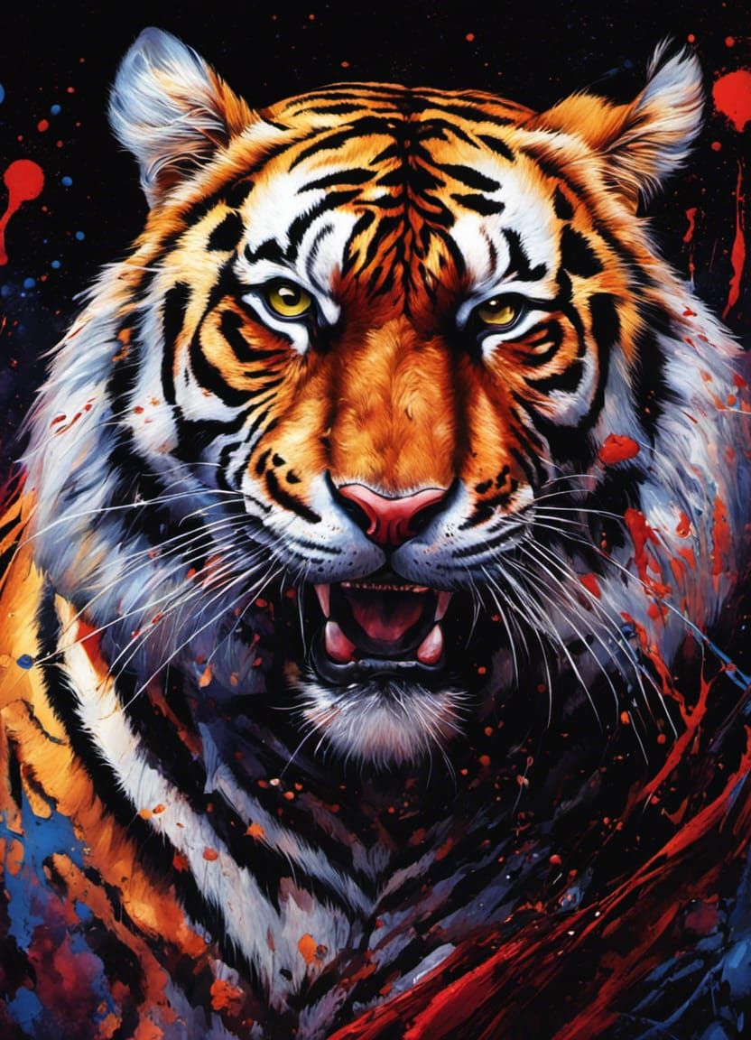 Sinister Galaxy Tiger Portrait in Chrome Armor