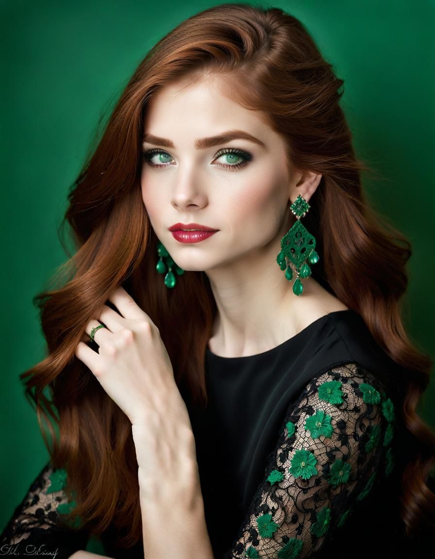 Portrait of a Beautiful Woman with Auburn Hair