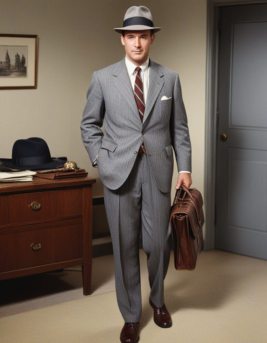 1950s Detective in Striped Business Suit