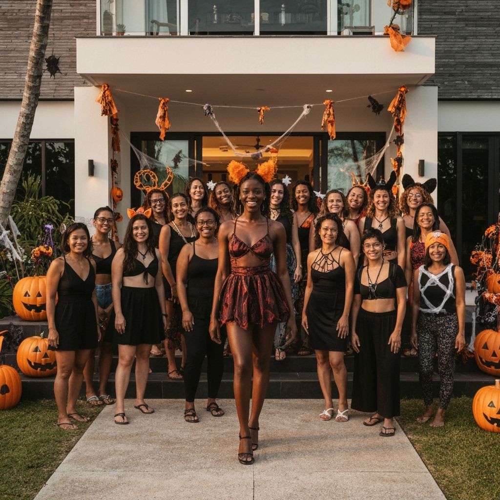 Women in Halloween Costumes at Seychelles House