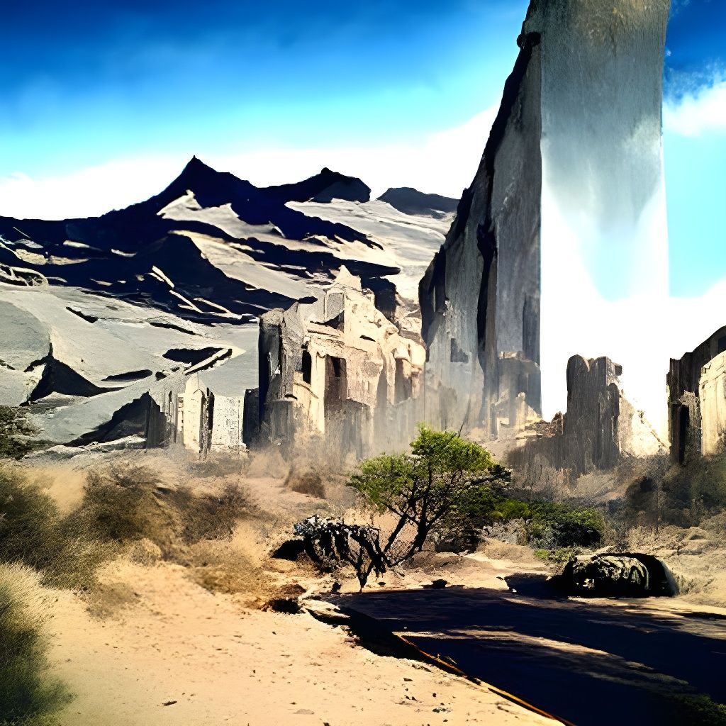 Apocalyptic Desert Landscape with Lizards