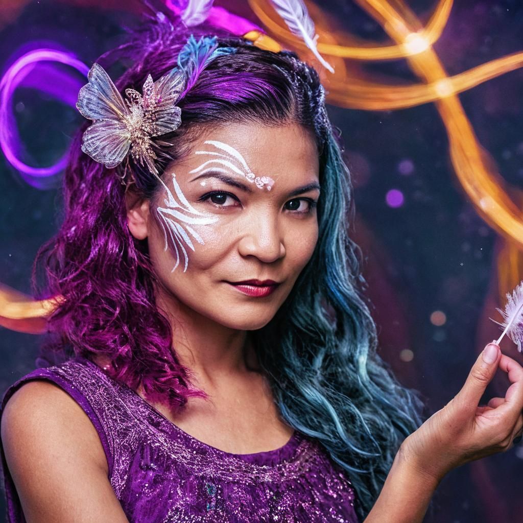 Fairy Portrait with Feather in Fantasy Photography Style