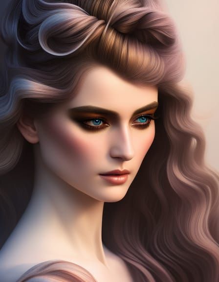 Ethereal Norse Goddess Portrait in Watercolor Style