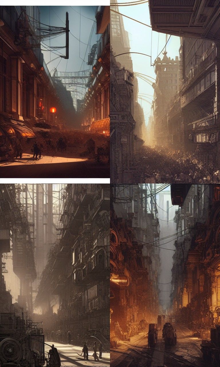 Industrial Tartarus Marketplace Illustration: City Gates and...