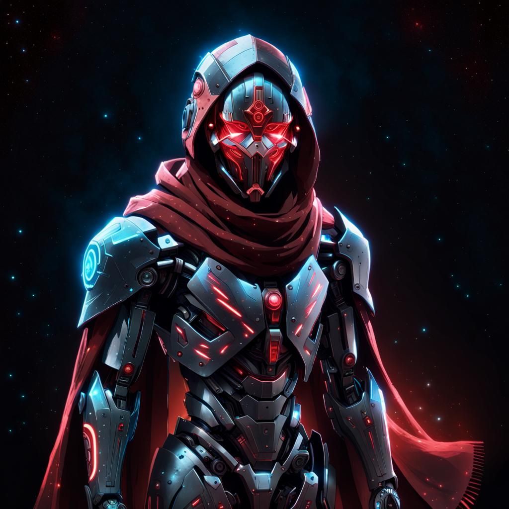 Bioluminescent Cybernetic Assassin in Space