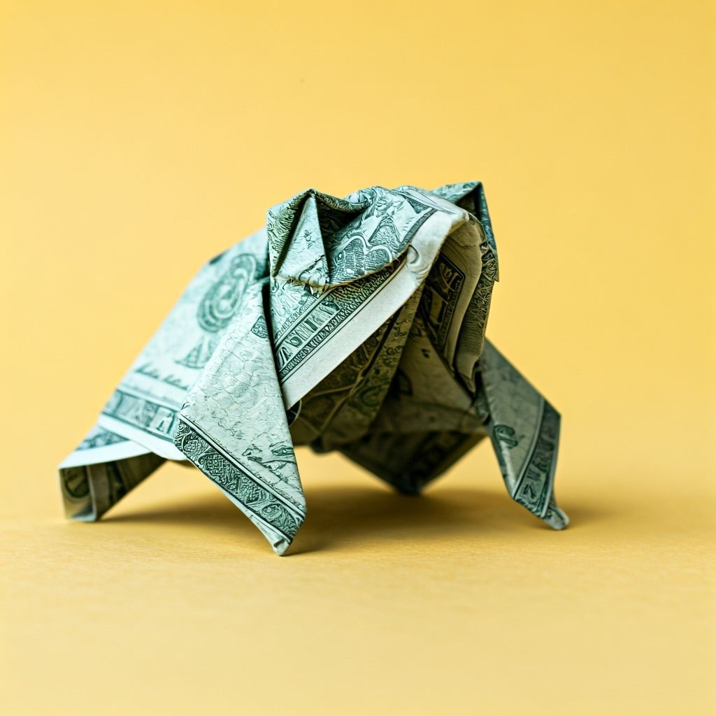 Origami Frog Made From Crisp Dollar Bills