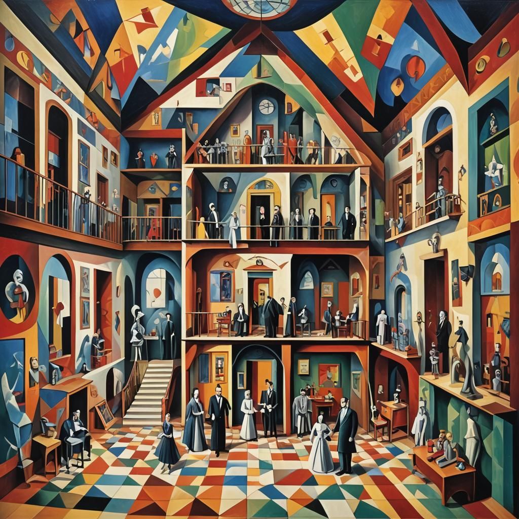 Addams Family Dollhouse in Abstract Cubism Style