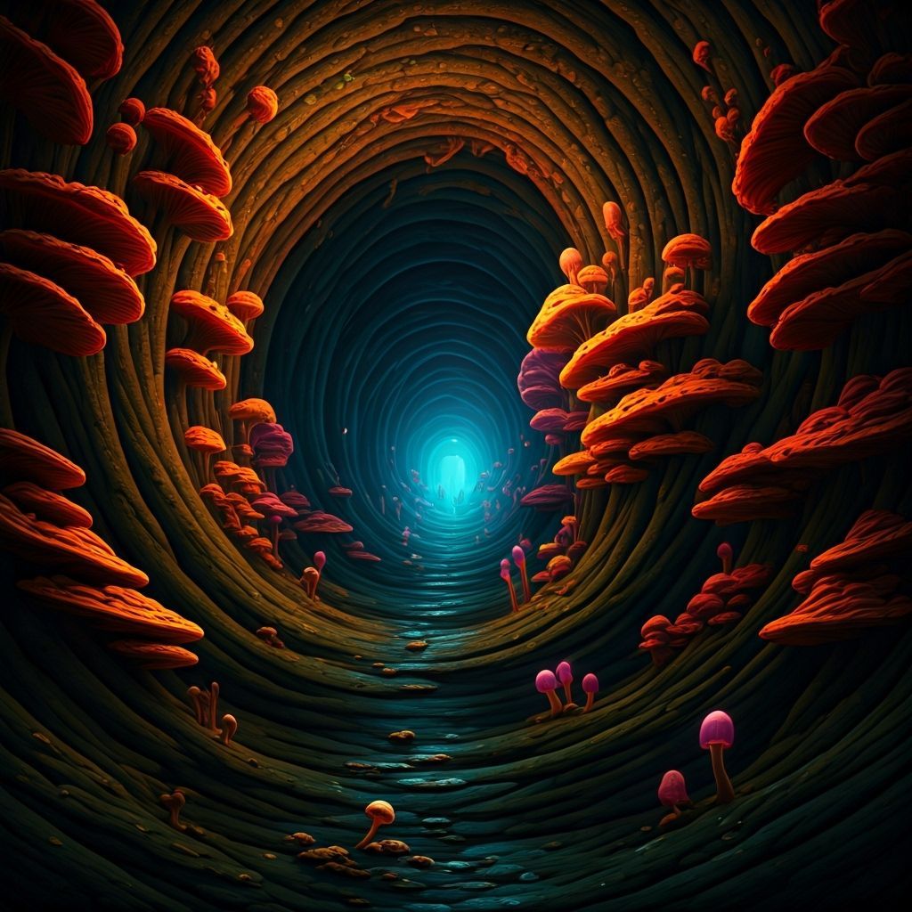 Mystical Myconid Settlement with Bioluminescent Fungi