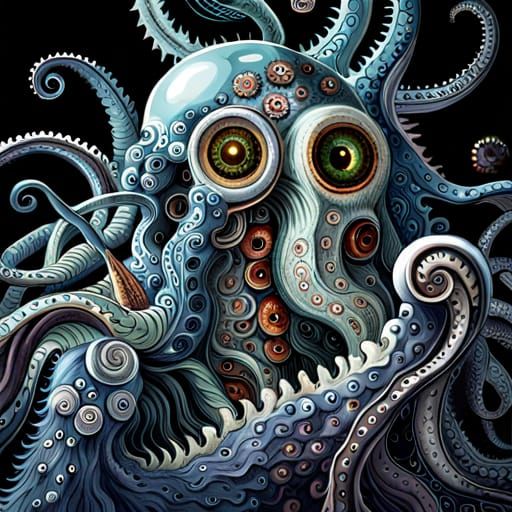 Victorian Abyss Monster with Many Tentacles