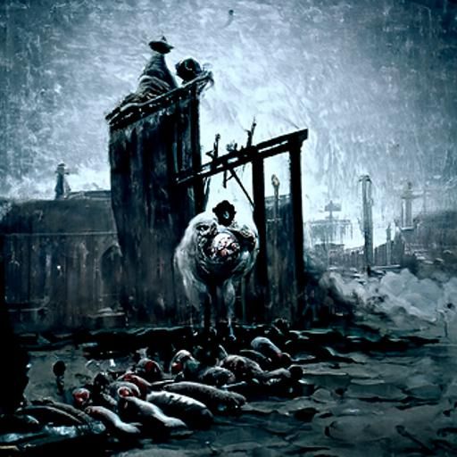 Horrific Slaughterhouse Scene in Doré Style