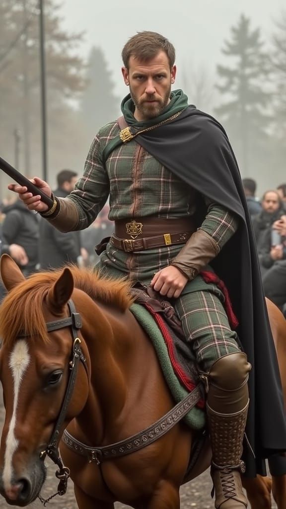 Highlander Warrior in Tartan and Celtic Tattoos