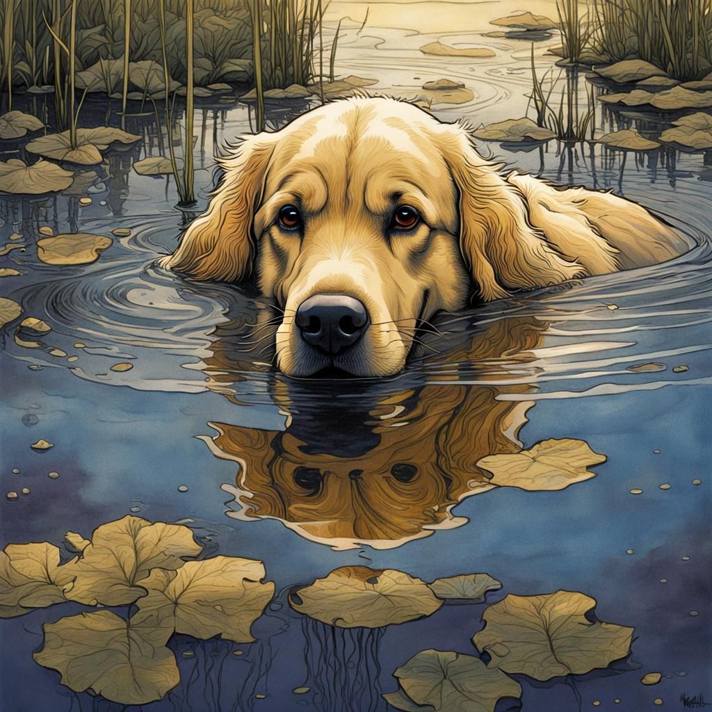 Golden Retriever swimming