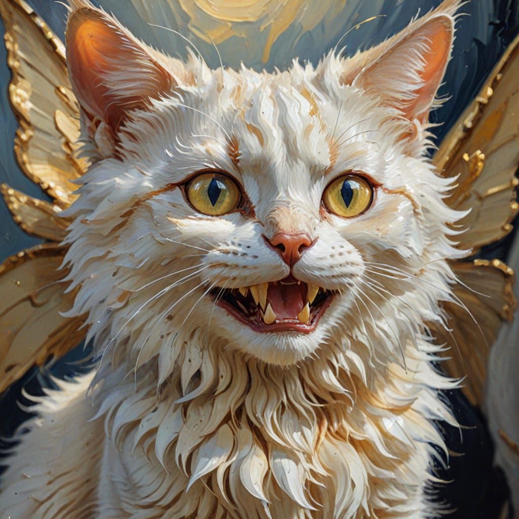 New Cat's Teeth Fairy: Surreal Expressionist Painting