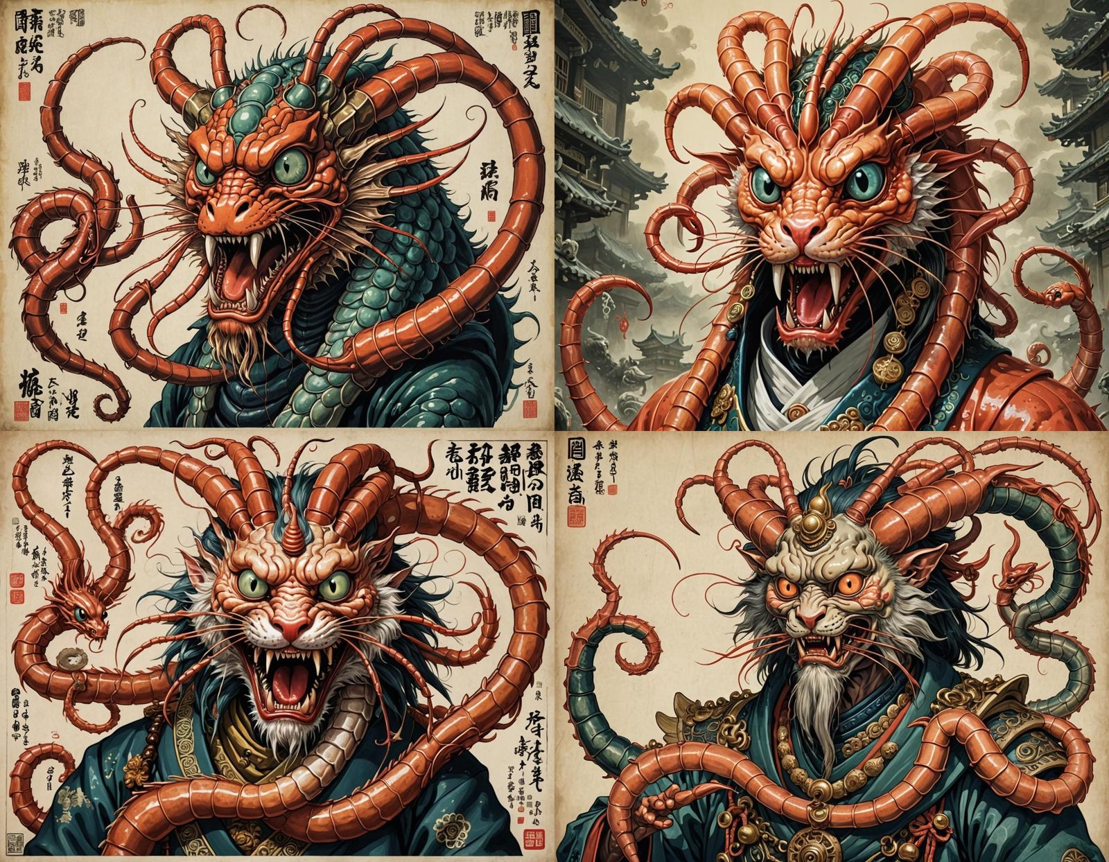 Mythical King Prawn Hybrid with Feline Features