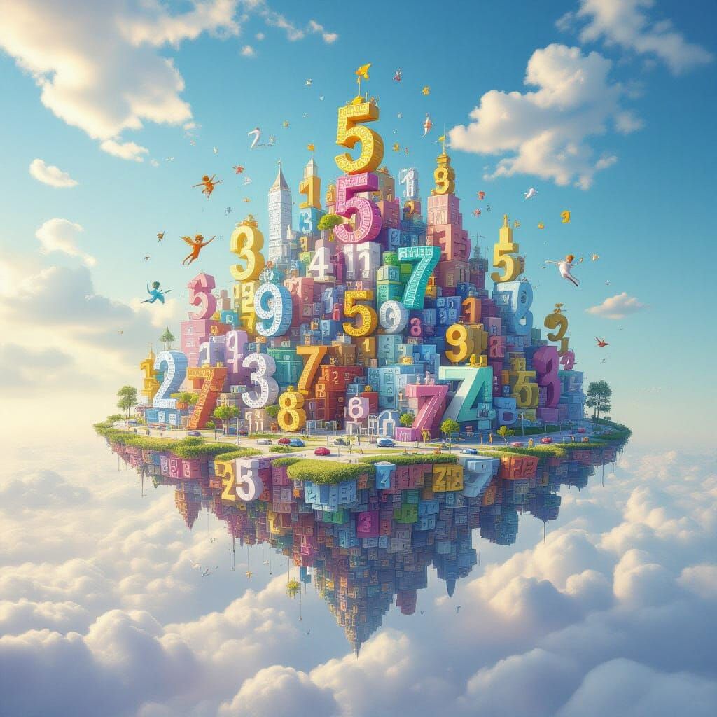 Floating City of Numbers in the Sky
