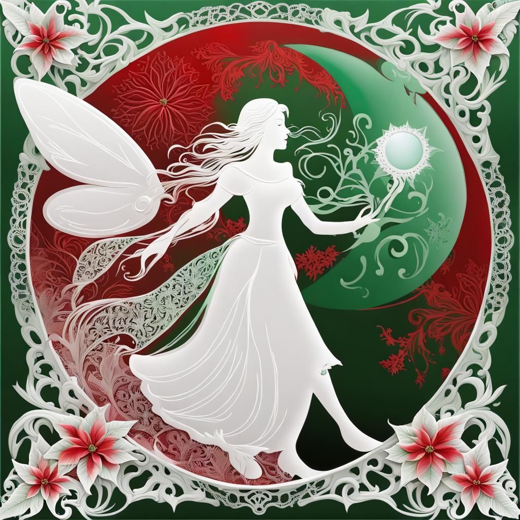 Christmas Fairy Emerging from Narnia in Abstract Art Style