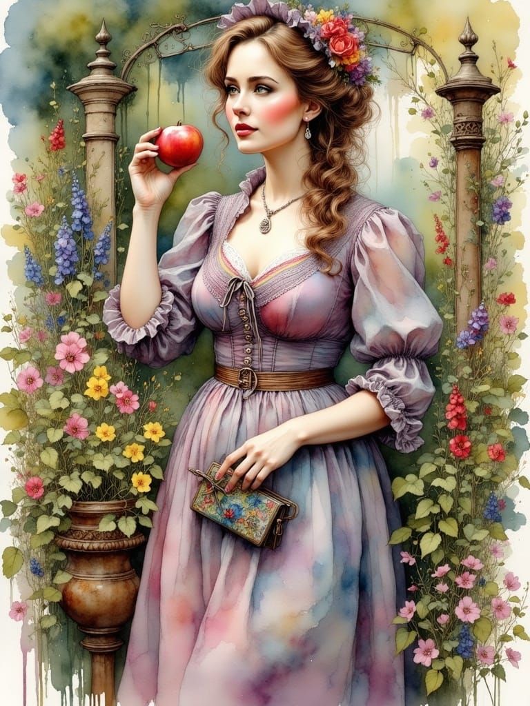 Victorian Beauty in Watercolor Style