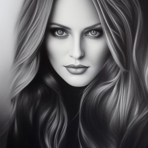 Hyperdetailed Charcoal Portrait of a Beautiful German Woman