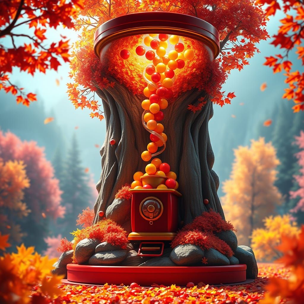 Autumn Waterfall Gumball Machine Track Digital Art