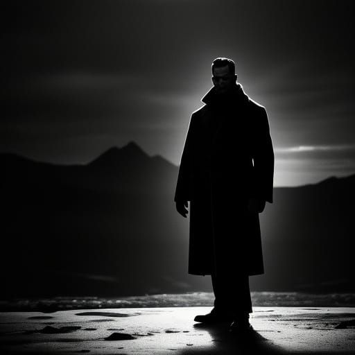 Dramatic Figure in Hyperrealistic Cinematic Still