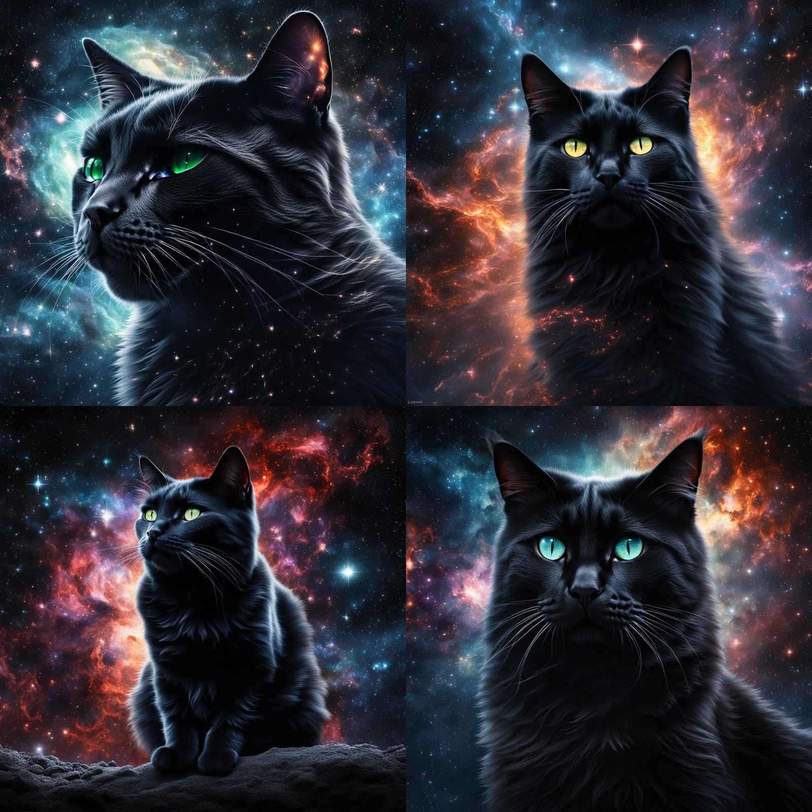 Black Cat Morphing into a Colorful Nebula