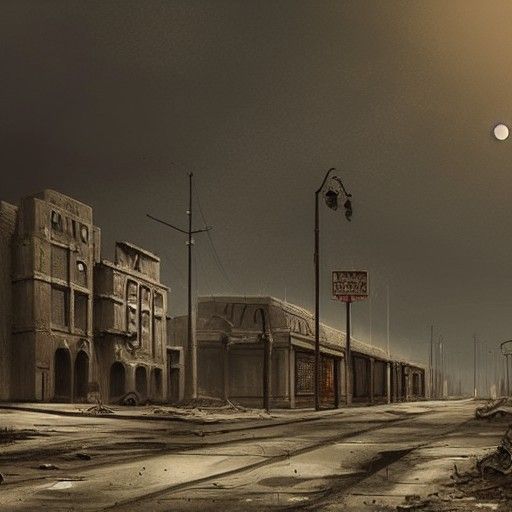 Desolate City Street: Post-Apocalyptic Matte Painting