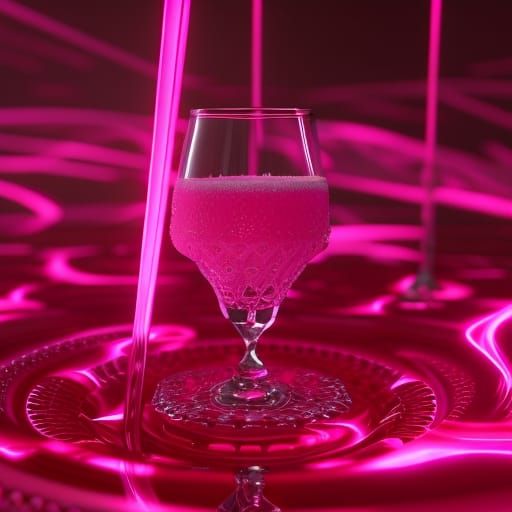 Futuristic Pink Drink with Swirls and Pineapple