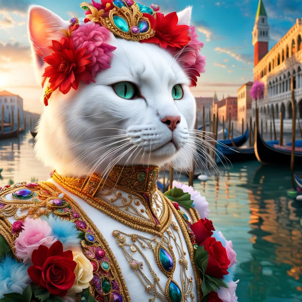 Venetian Carnival Cat in Hyperreal Armor