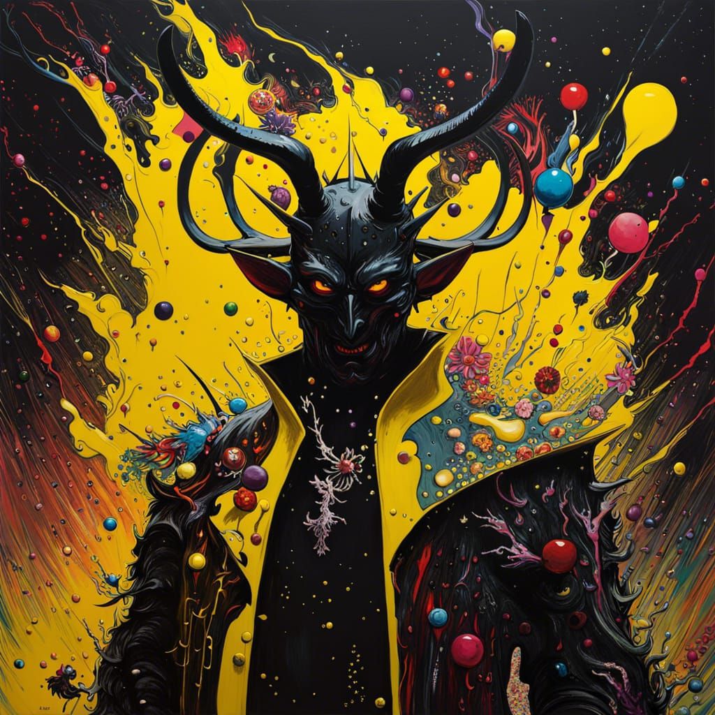 Dark Demon King in Acrylic Pour Style