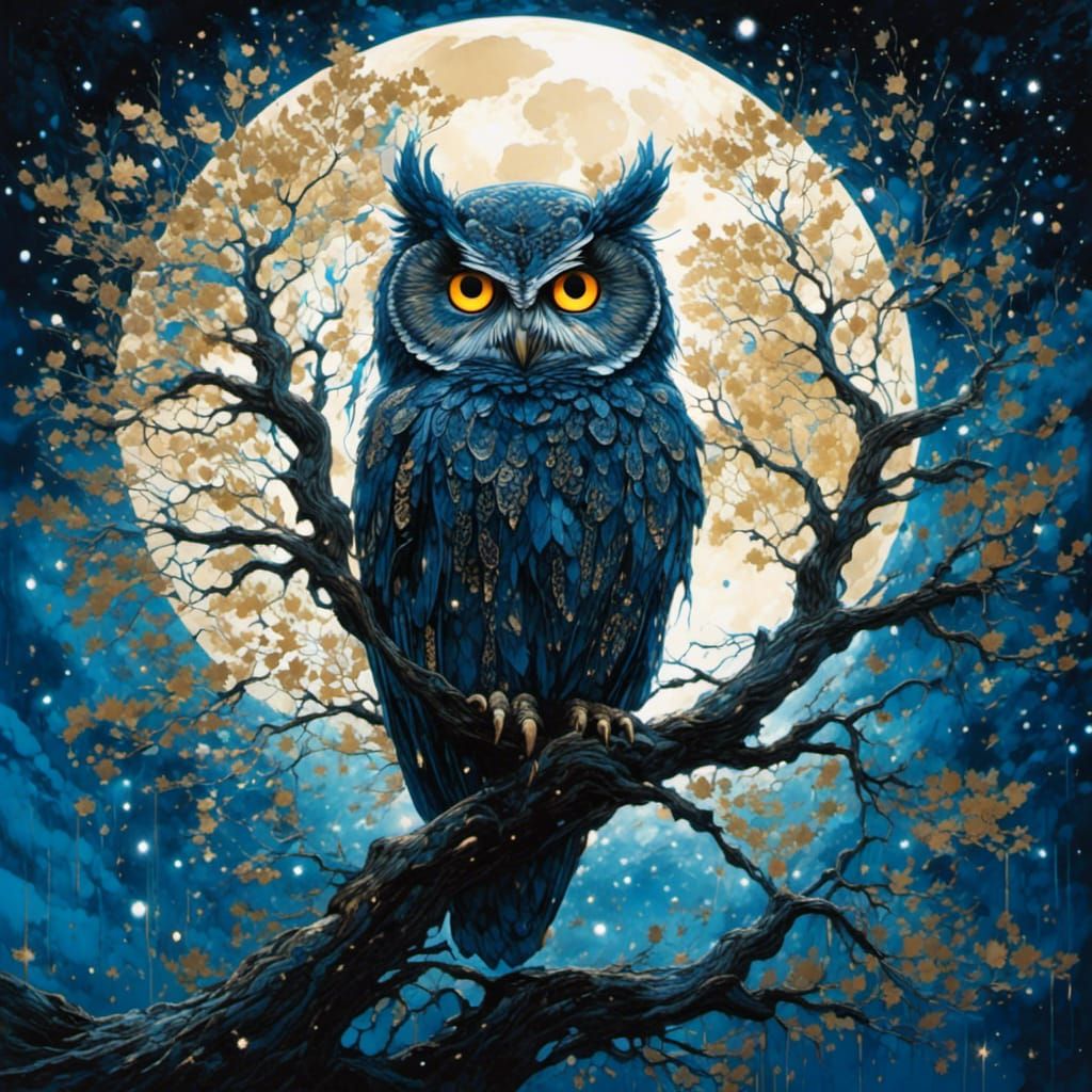 Owl and Full Moon