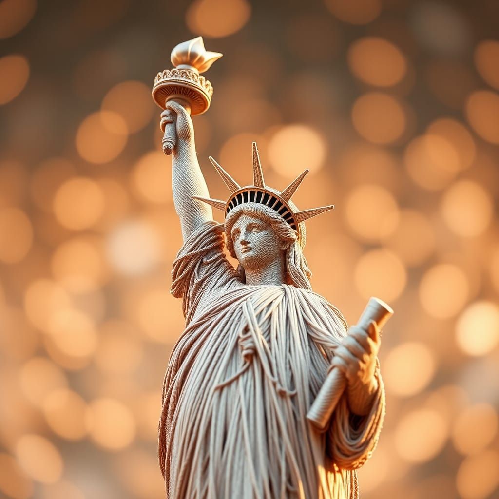 Statue of Liberty Crafted from Woven Strings